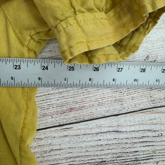 Pilcro Anthropologie Linen V-Neck Button Down Shirt Womens Medium Yellow - Picture 10 of 11